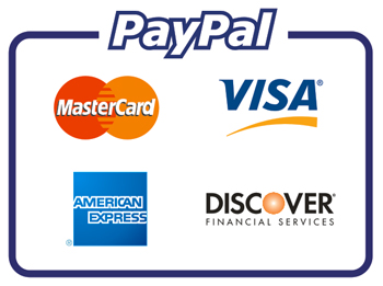 Paypal: Visa, MasterCard, Dicover, AMEX